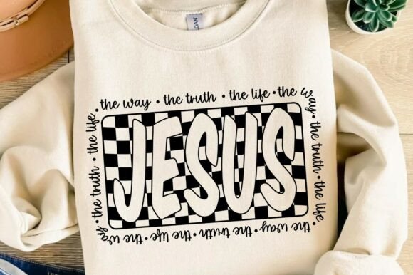 Retro Checkered Jesus Svg for T-Shirt Designs and Graphics